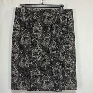 🎈 Talbots wool blend  black and gray Paisley wrap skirt: